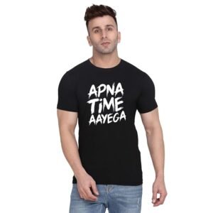 Fashions Love Men Cotton Half Sleeve Round Neck Apna Time Aayega Printed T Shirt HSR-1498